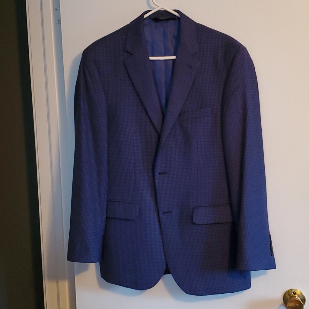 Jos A Bank Navy Checked Blazer